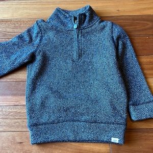 Boys Black N’ White Herringbone 3-Quarter Zip-Up Pullover